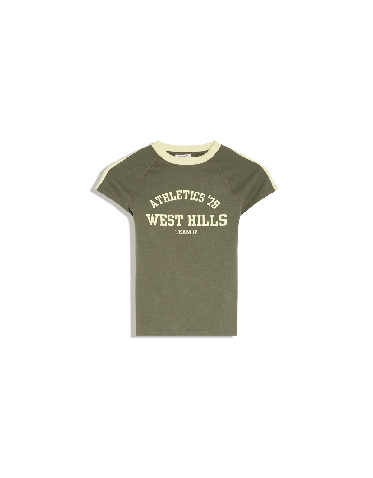 버쉬카 배색 프린트 반팔 티셔츠 3974/221 KHAKI