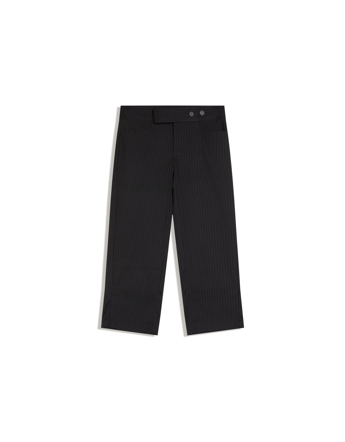 버쉬카 핀스트라이프 턴업 카프리 팬츠 3744/758 WHITE / BLACK