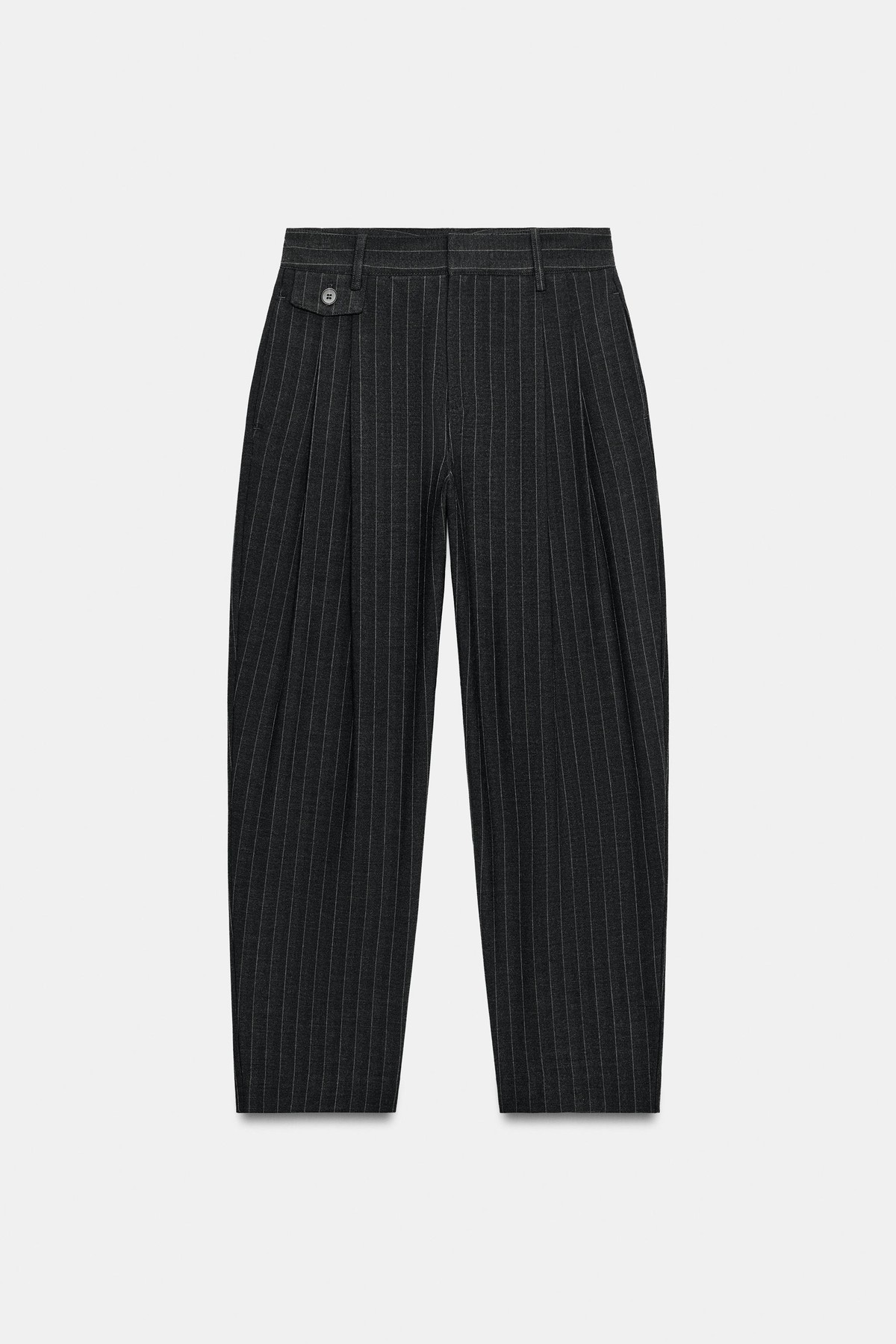 자라 핀스트라이프 플리츠 크롭 팬츠 3046/288/922 DARK GREY