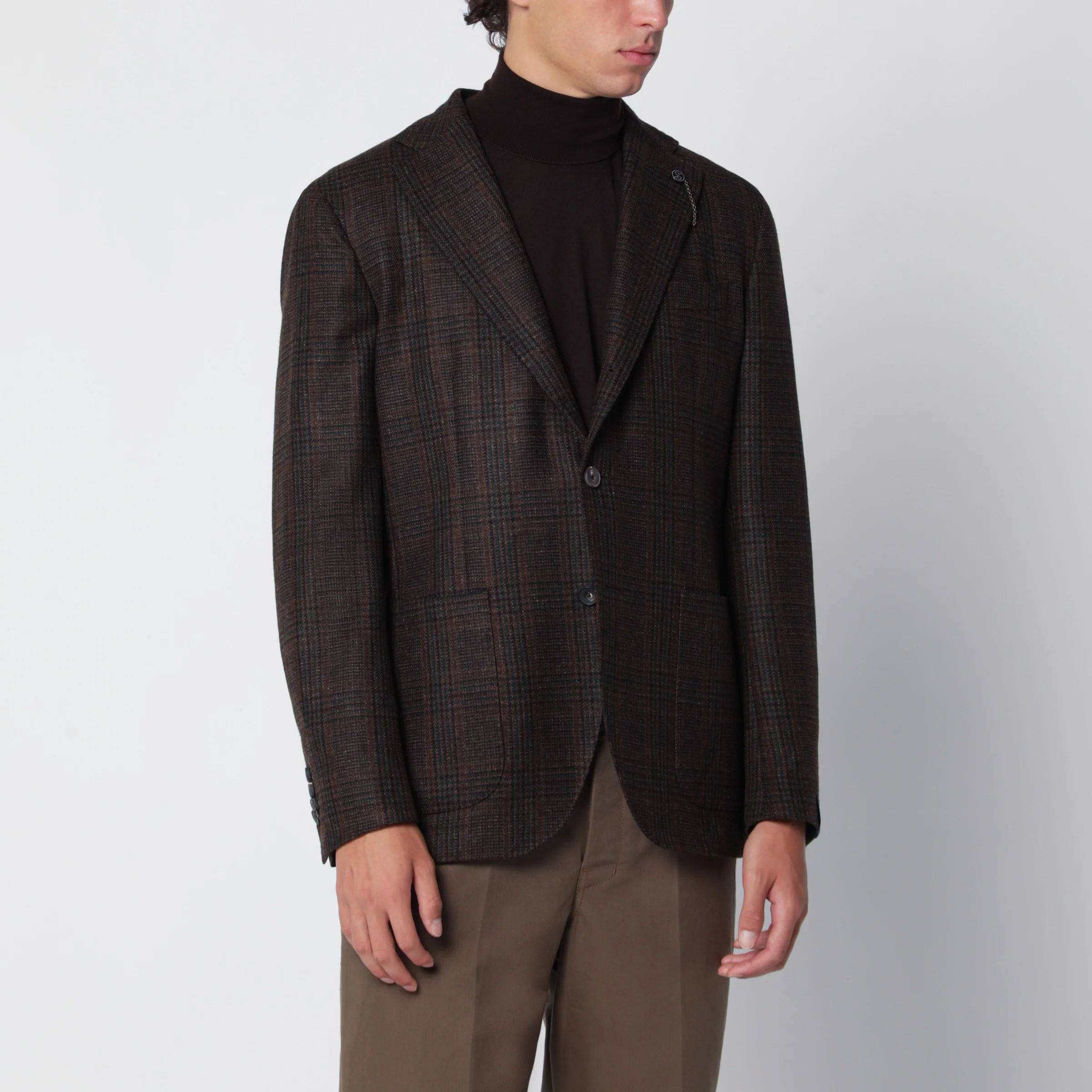 산타닐로 single-breasted Prince Wales pattern suits 자켓 남성 브라운 26FW Q5187NWO64F