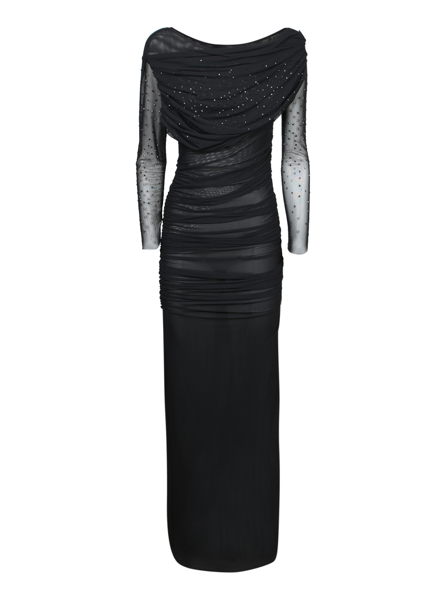 아멘 Long Draped Stretch Tulle 원피스 여성 블랙 25FW AMW25528009