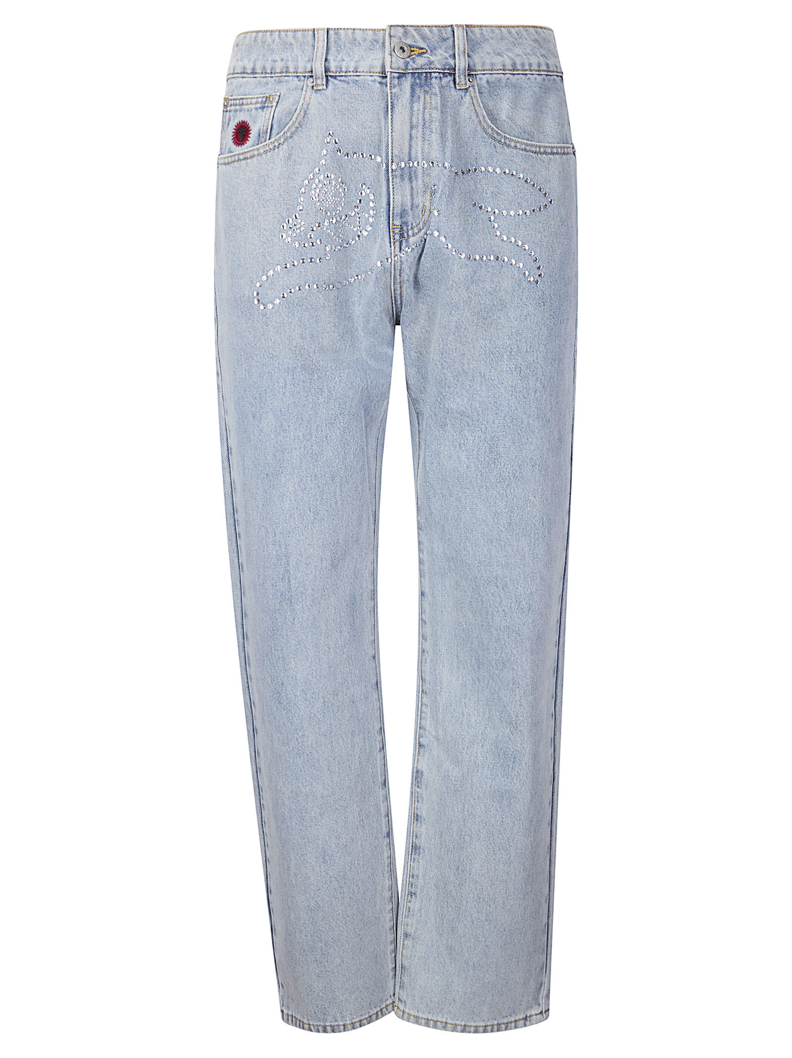 아이스크림 Crystal Running Dog 진 데님 팬츠 남성 그레이 26SS IC26180LBLUEWASH