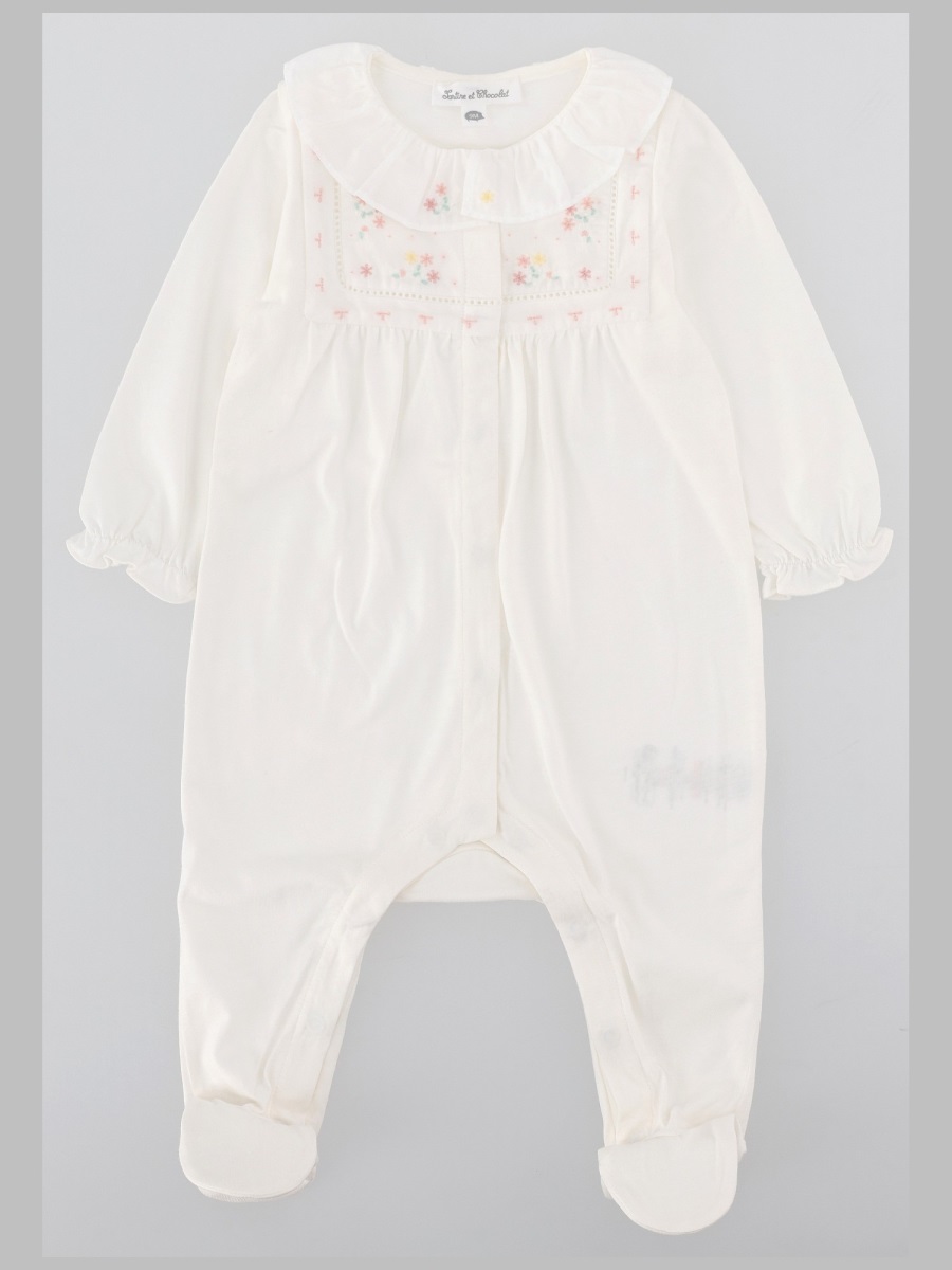 탈티네 에트 초코라트 Pigiama con dettaglio volant e ricamo floreale suits 수트 여아 화이트 CC54130B13