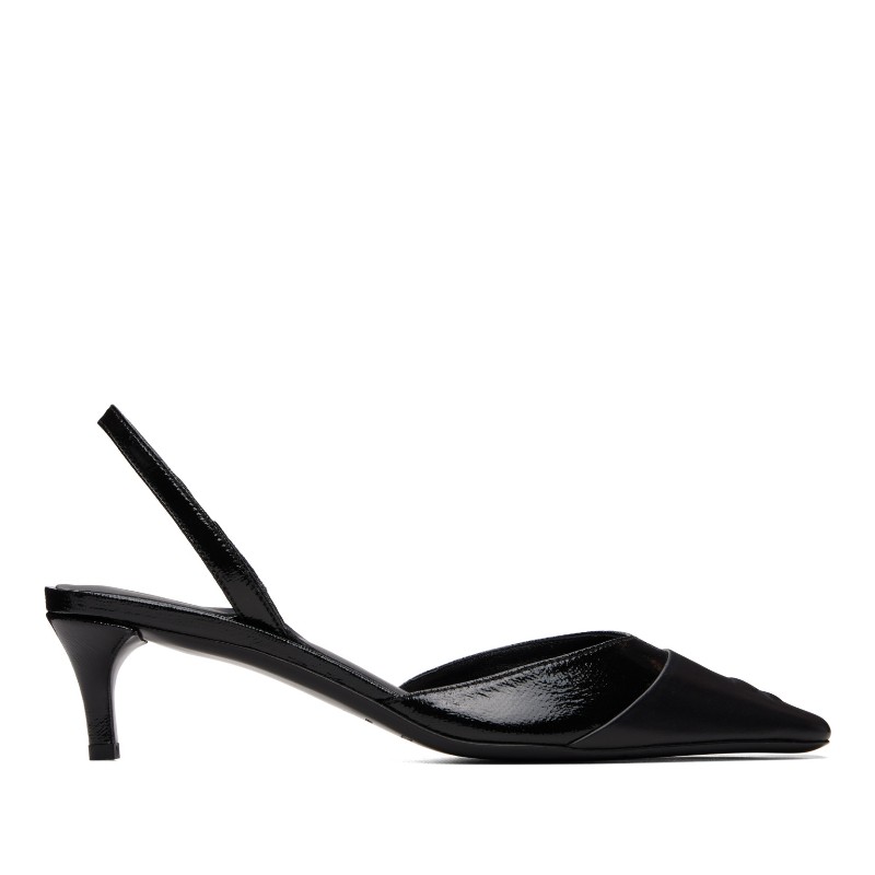 쿠레쥬 블랙 비닐 토 캡 슬링백 힐 426SPP065VY0014 B203 BLACK/BLACK