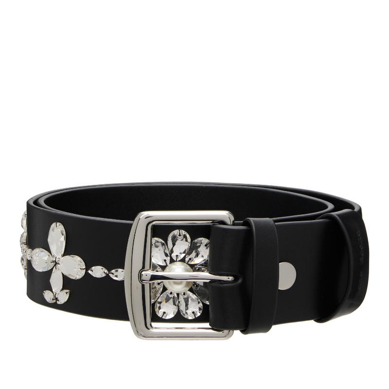 시몬로샤 블랙 가죽 벨트 BBELT3B 0835 BLACK/PEARL/CLEAR