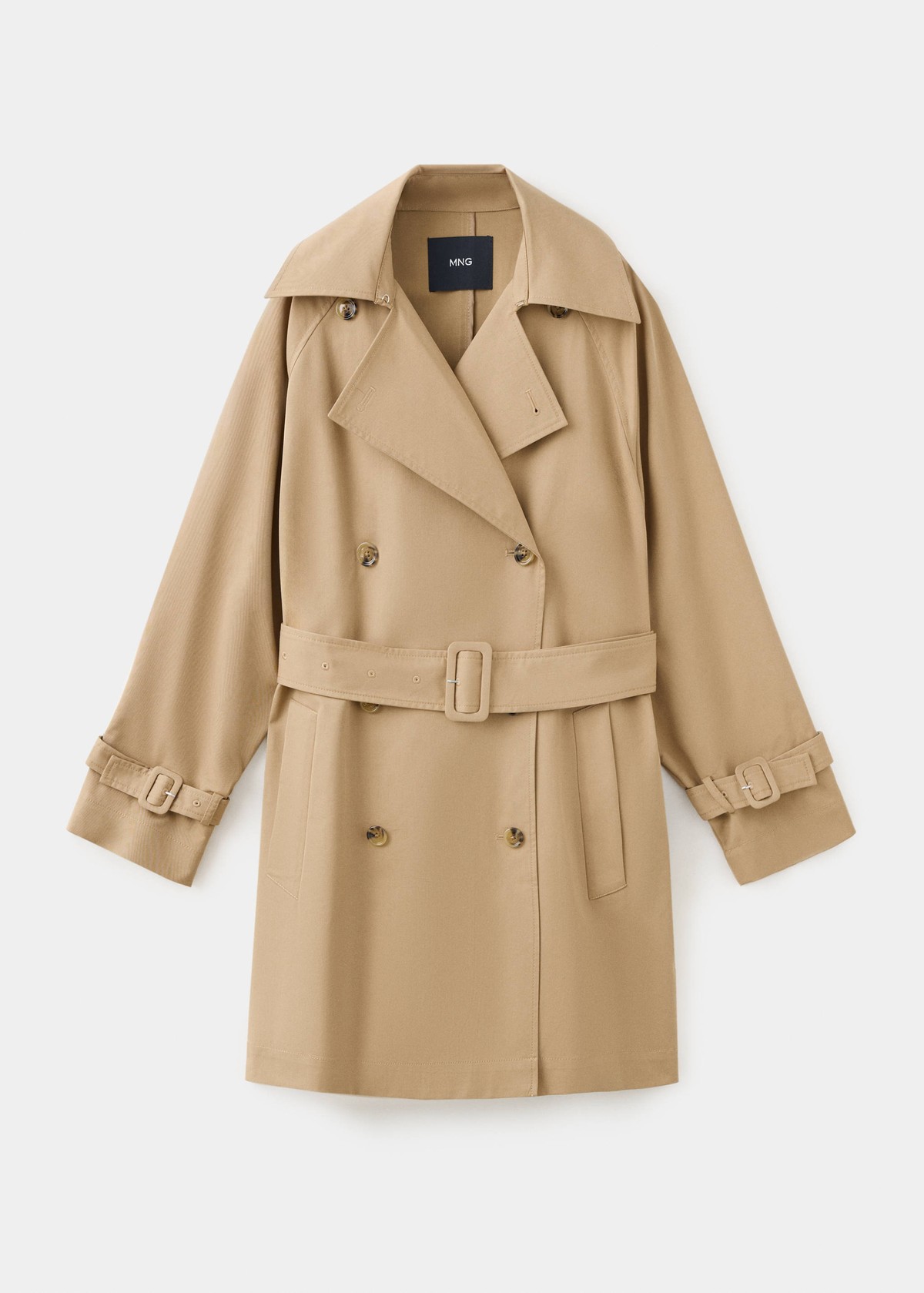 망고 더블버튼 벨트 미디 트렌치 코트 37046353_08 BEIGE