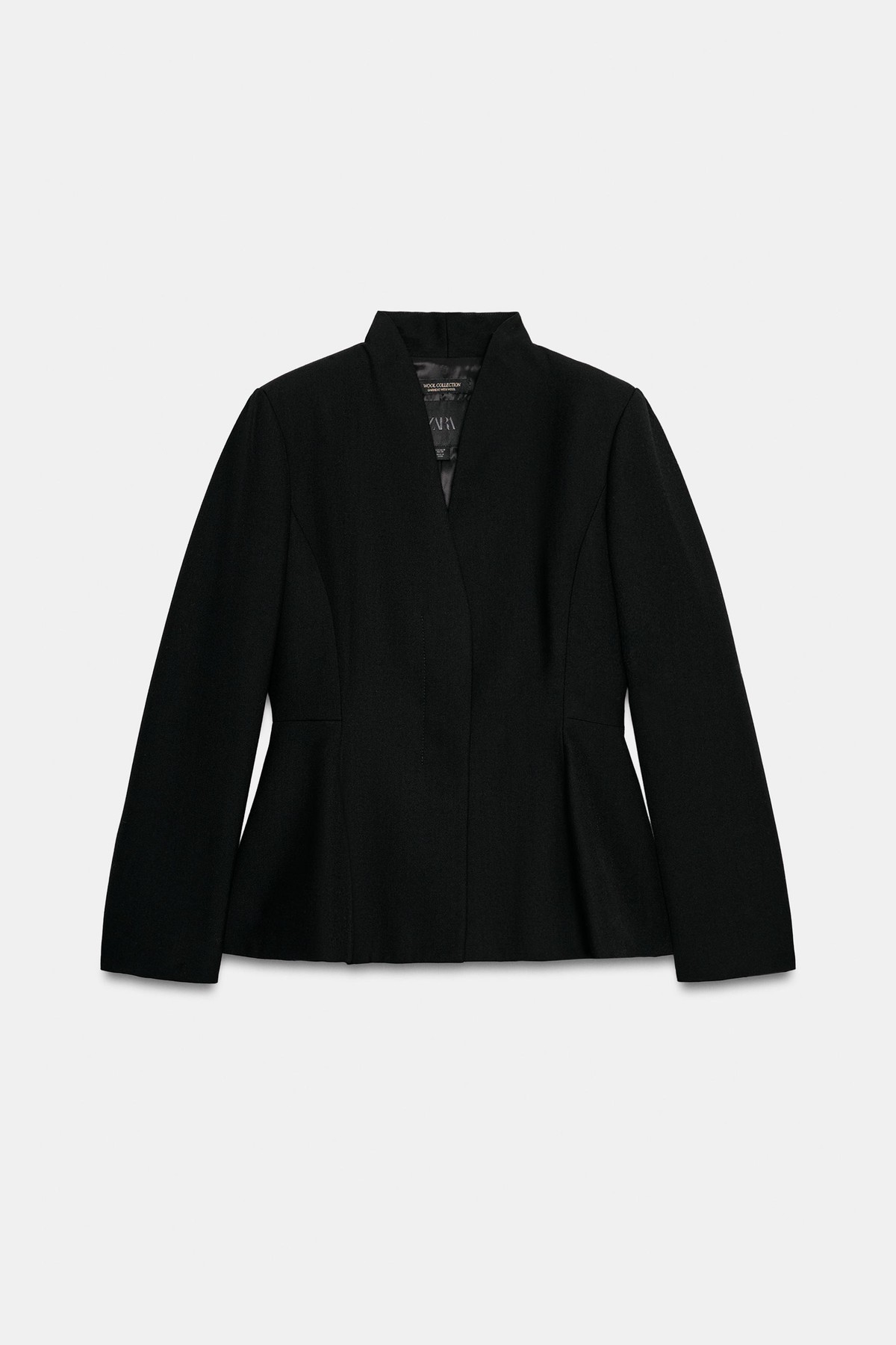 자라 울 혼방 페플럼 블레이저 3736/241/800 BLACK