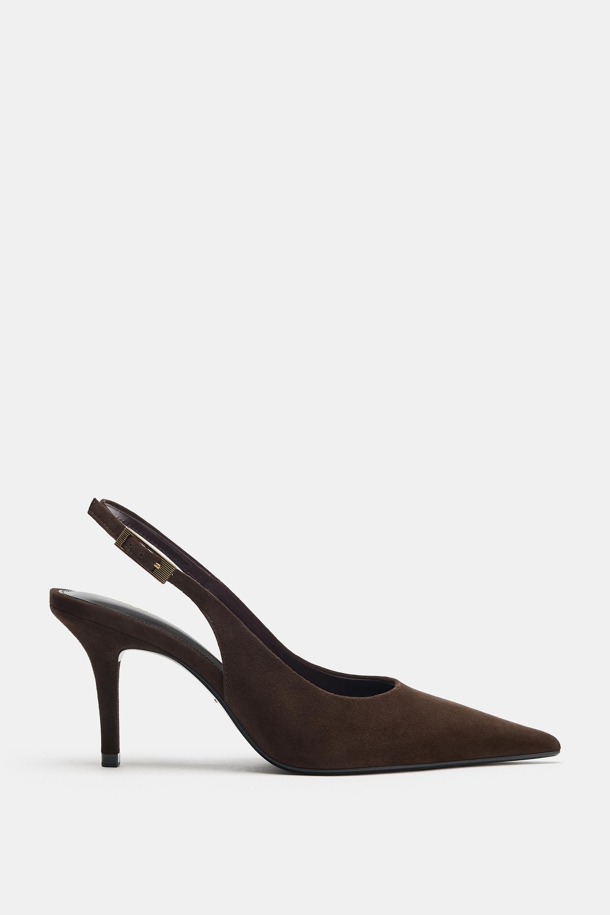 자라 스웨이드슬링백 하이힐 슈즈 1200/810/116 CHOCOLATE BROWN