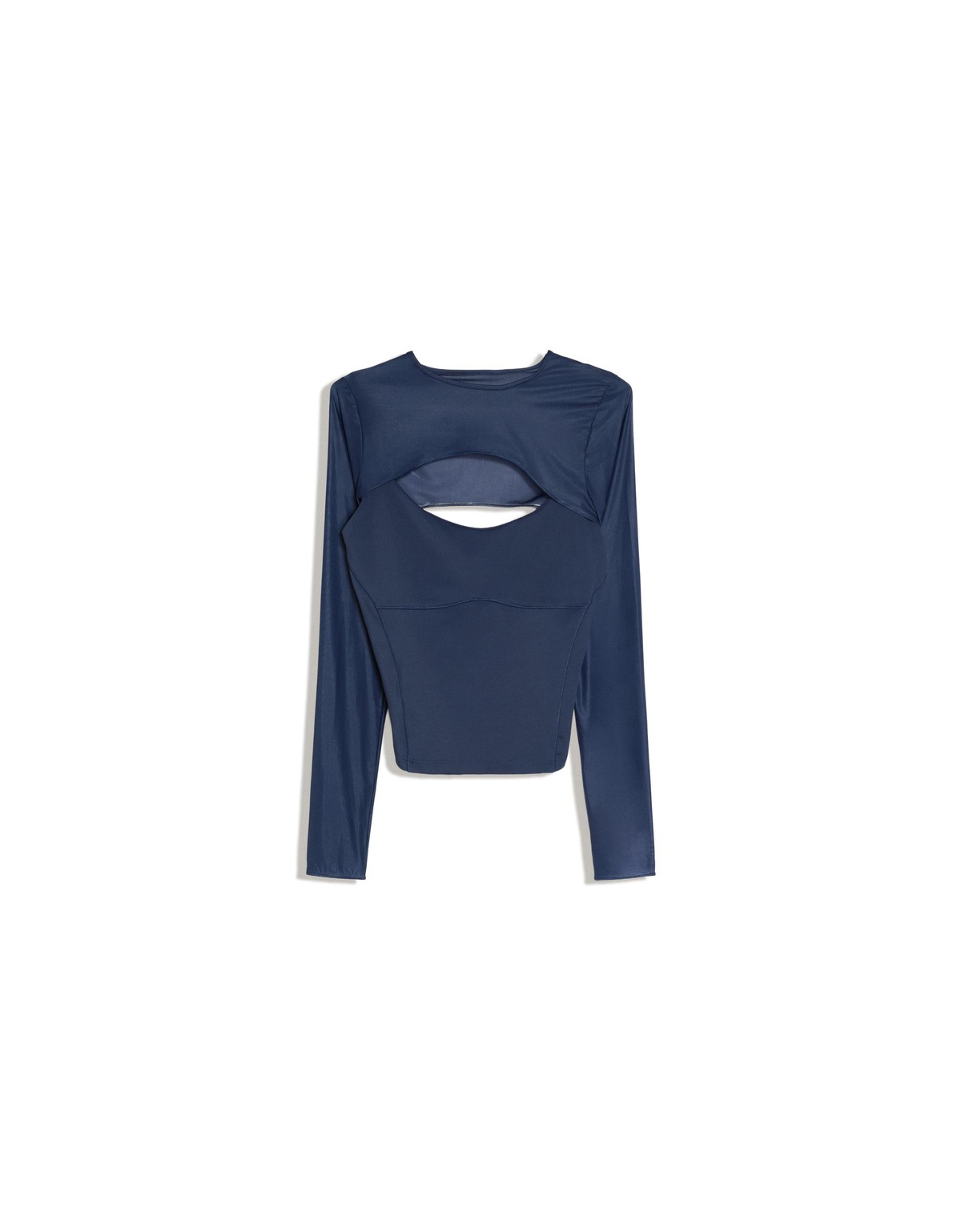 버쉬카 컷아웃 크롭 메시 긴팔 탑 3693/143 WASHED OUT BLUE