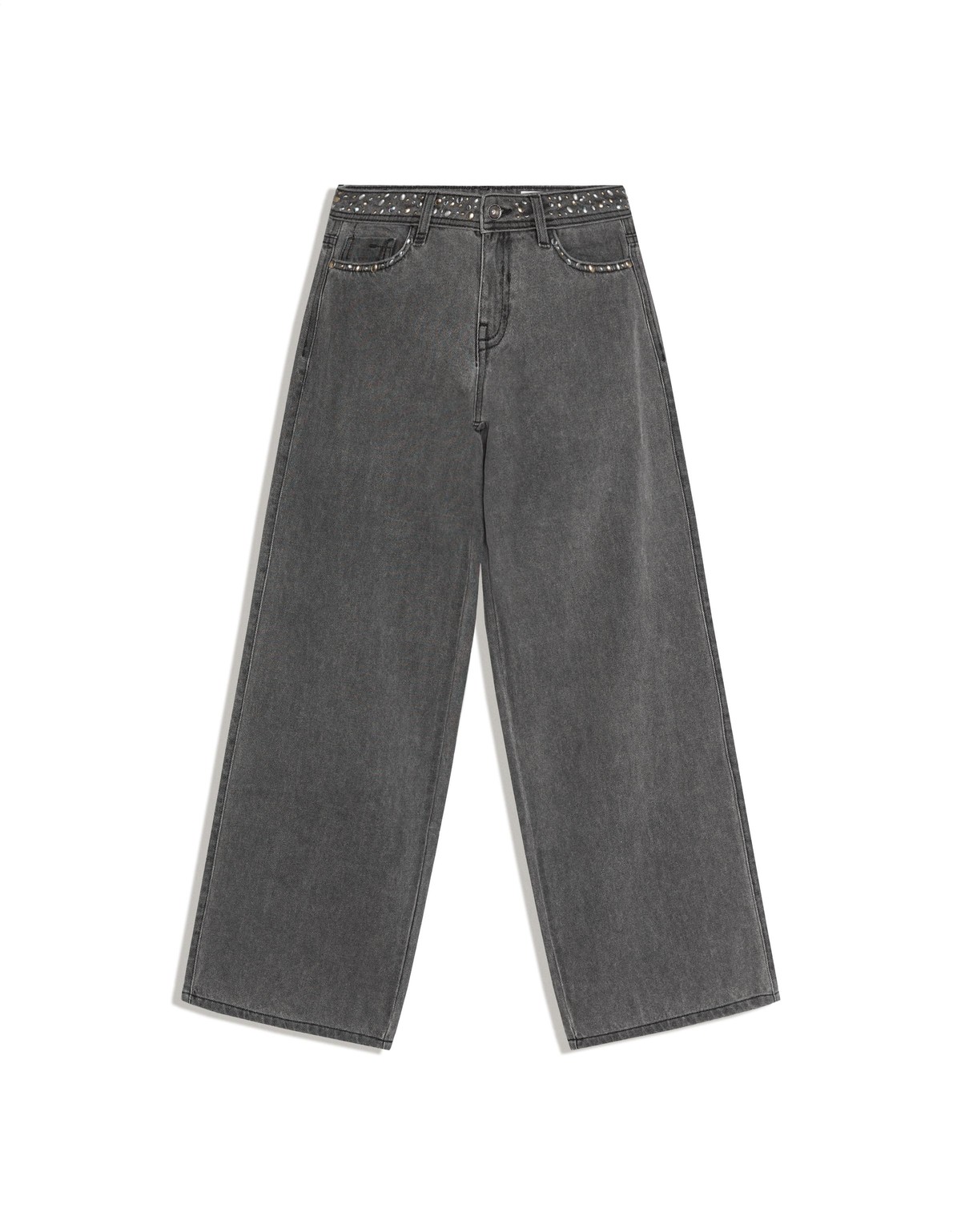 버쉬카 스터드 장식 와이드 데님 팬츠 4014/388 DARK GREY