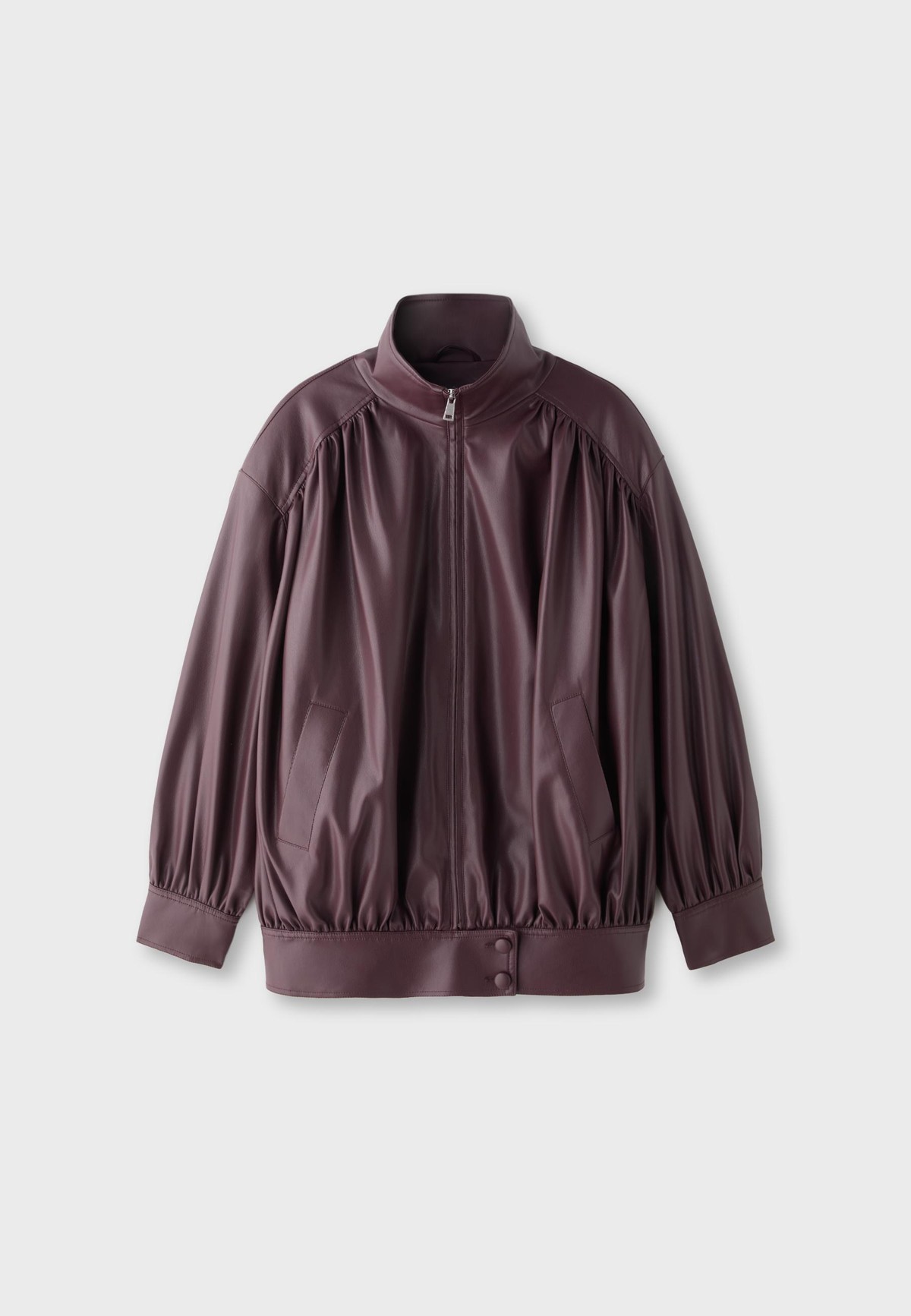 스트라디바리우스 가죽 이펙트 셔링 집업 자켓 5740/105/650 PURPLE