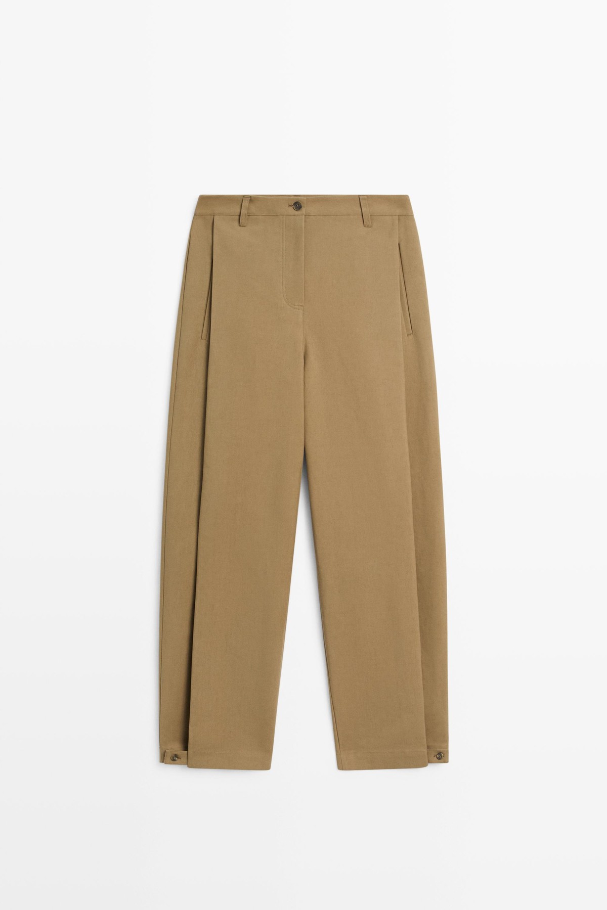 마시모두띠 배럴핏 사이드 플리츠 코튼 팬츠 5044/744 MOLE BROWN