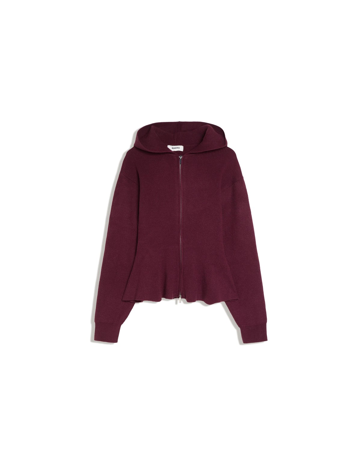 버쉬카 후드 페플럼 집업 니트 자켓 3507/686 BURGUNDY