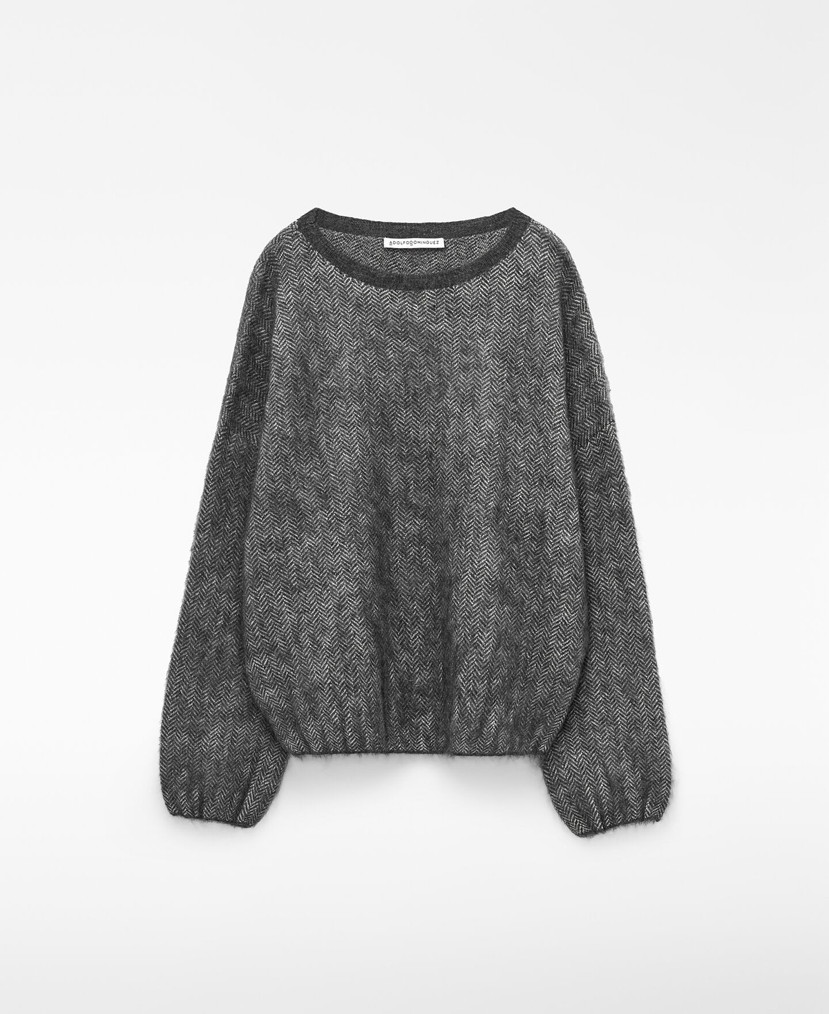 아돌포도밍게즈 모헤어 헤링본 라운드넥 스웨터 253222460162 WHITE/GREY