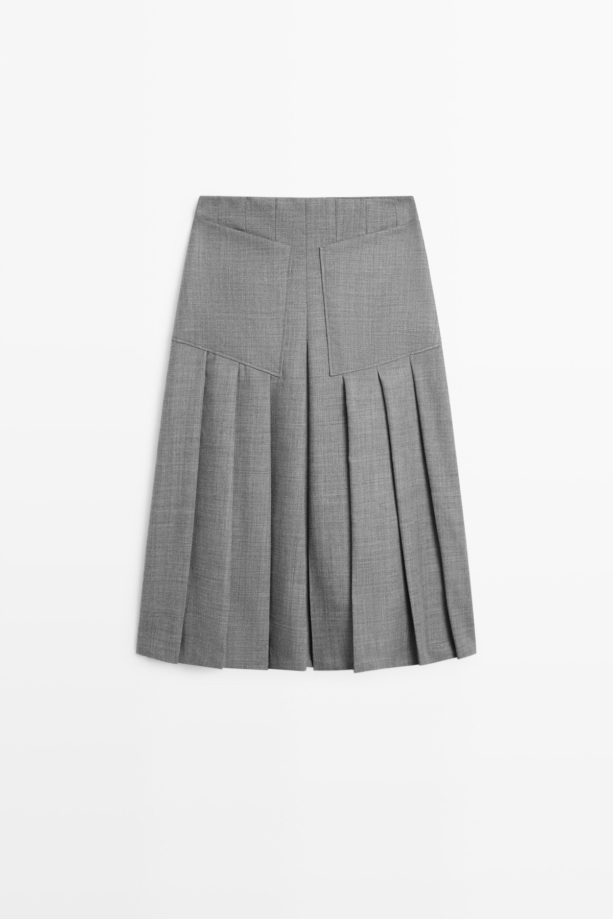 마시모두띠 울 플리츠 포켓 미디 스커트 5766/510 GREY