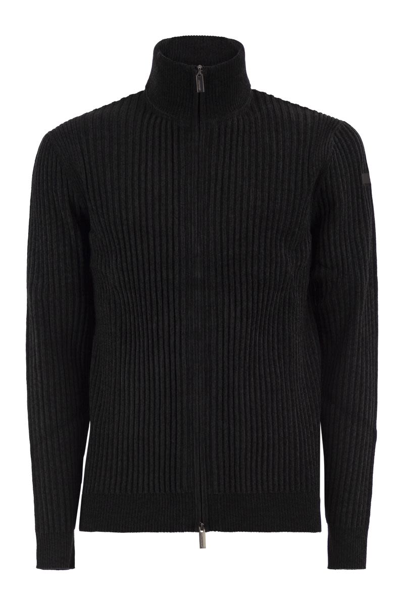 알알디 로벨토 리크이 데식느 zip-up knitted 골지 가디건 남성 블랙 26FW W2613910