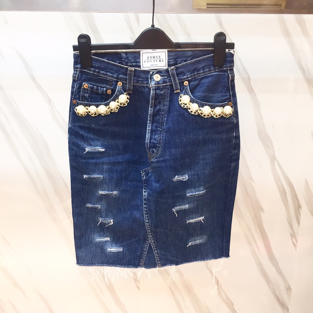 폴테 꾸뛰르 스커트 여성 블루 19SS FCSS1884DENIM