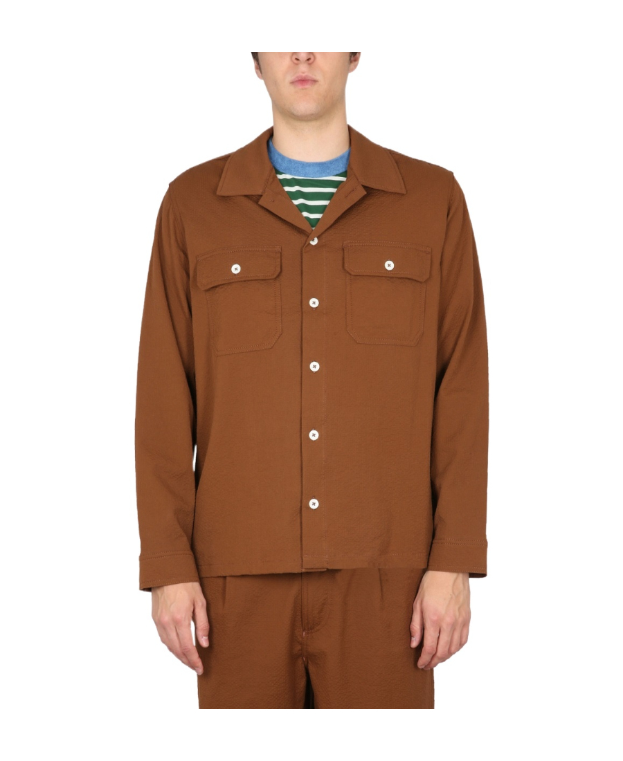 하우린 긴팔 셔츠 남성 브라운 23SS MAGICWORKSHIRWALNUT