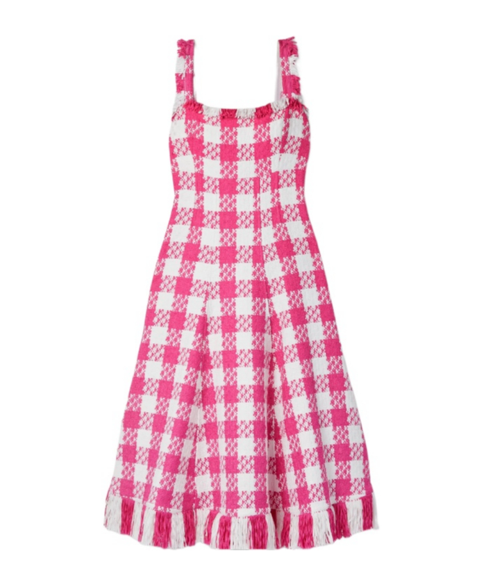 옷칼 드 라 렌타 원피스 여성 멀티 22SS 22FN228CKDPINKIVORYBRIGHTPINK