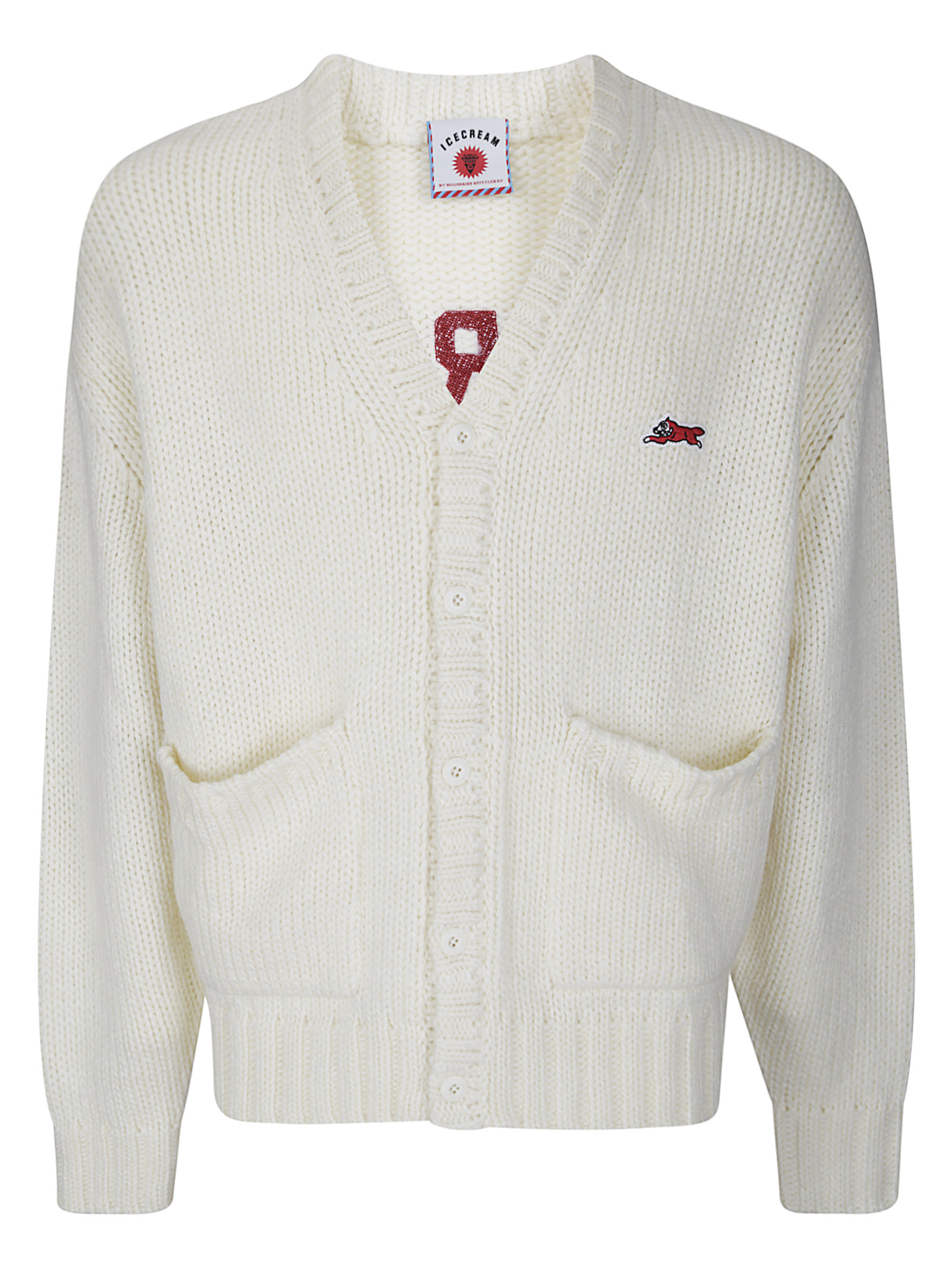 아이스크림 College Knitted 가디건 남성 화이트 26FW ICKN26226ECRU