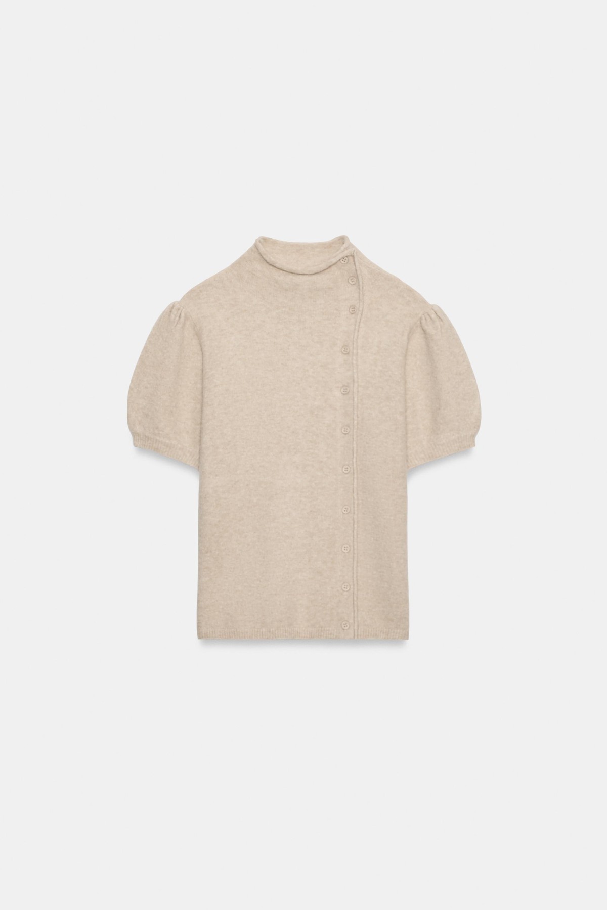 자라 하이넥 퍼프소매 랩 니트 탑 2142/228/710 BEIGE