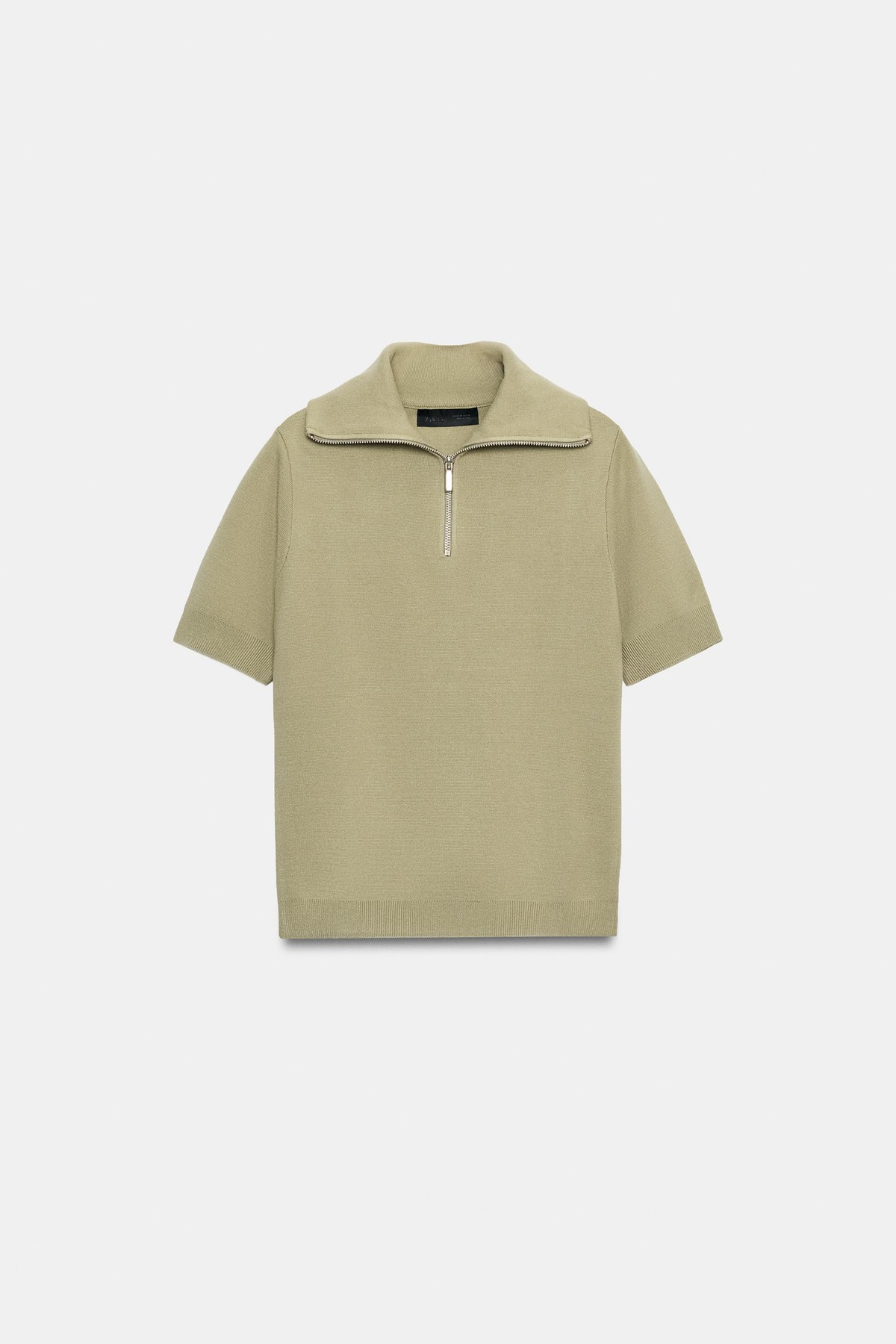 자라 집업 폴로칼라 반팔 니트 탑 9598/183/092 LIGHT BEIGE