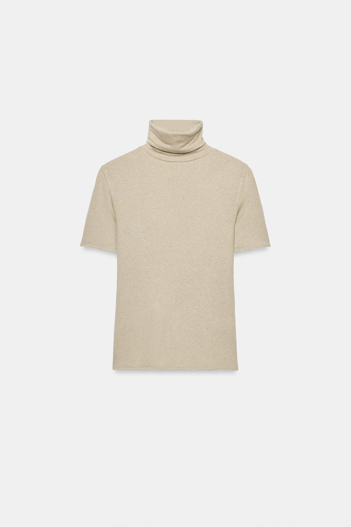자라 슬림핏 하이넥 반팔 티셔츠 4174/828/710 BEIGE