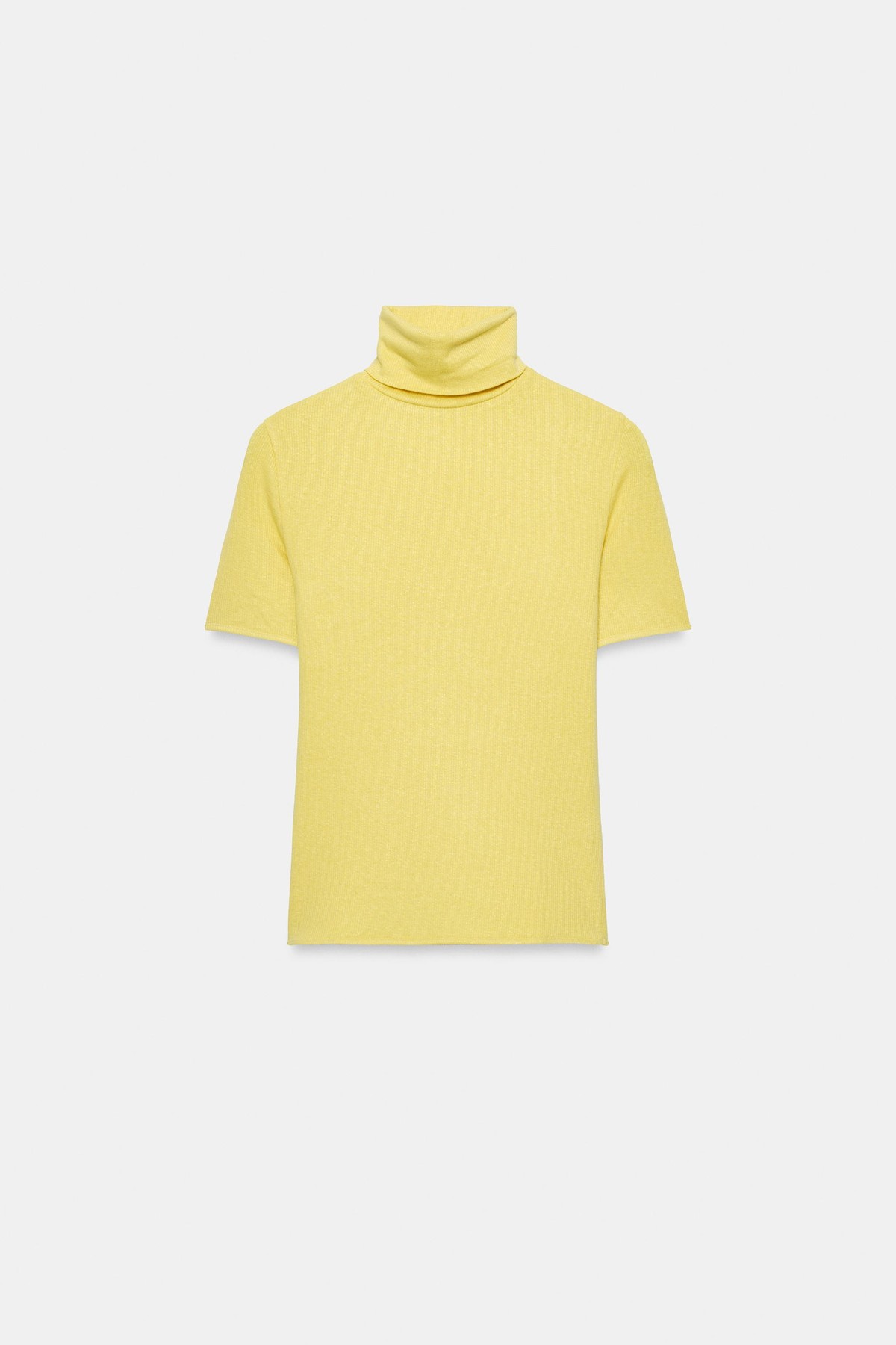 자라 슬림핏 터틀넥 반팔 티셔츠 4174/828/300 YELLOW