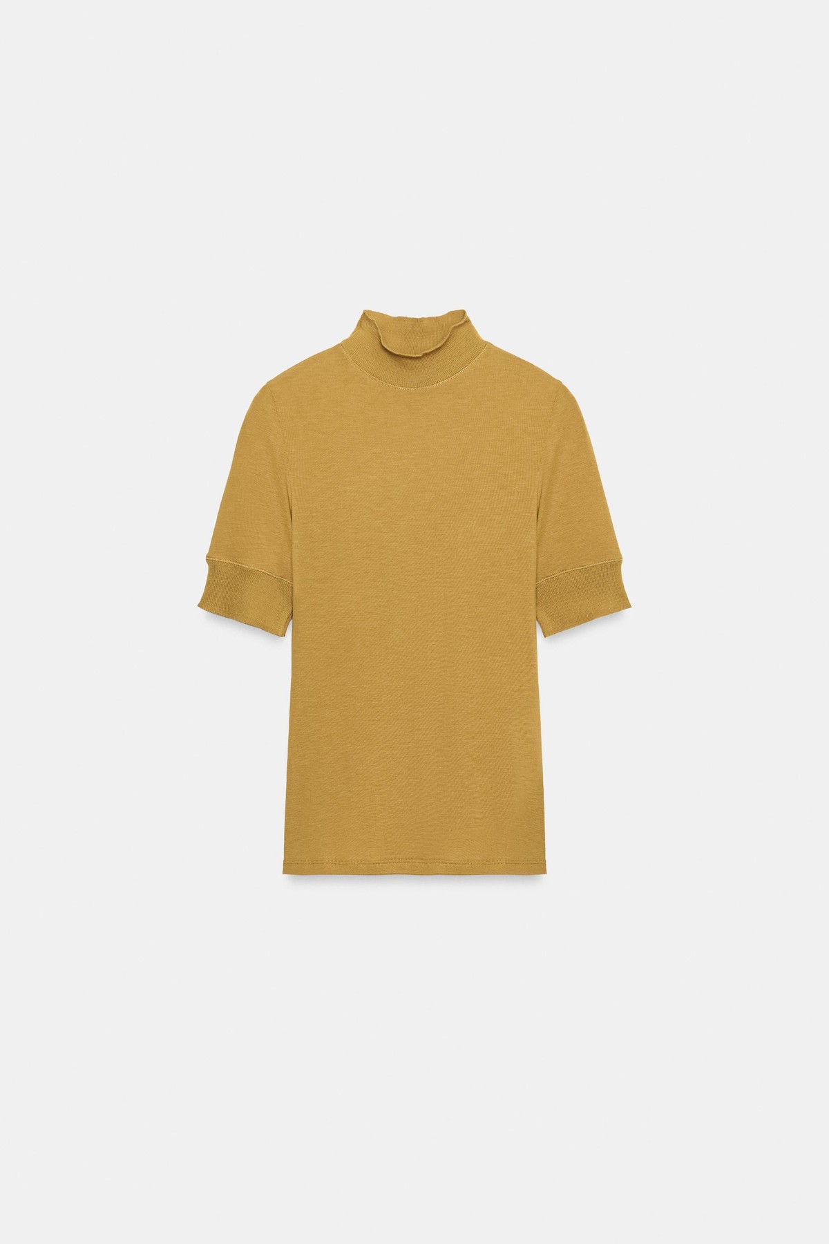 자라 슬림핏 하이넥 반팔 탑 1165/775/305 MUSTARD