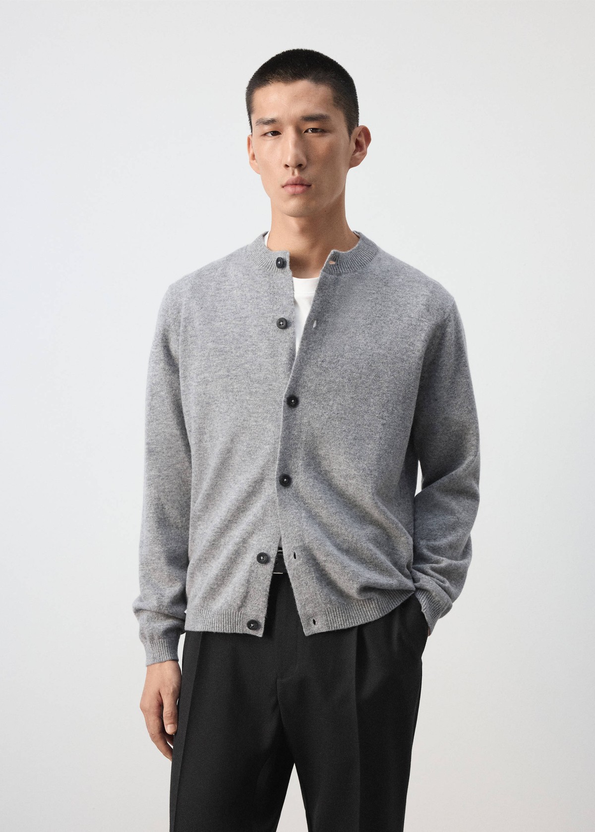 망고 100% 울 파인 니트 가디건 37067886_94 GRIS MEDIO VIGORE