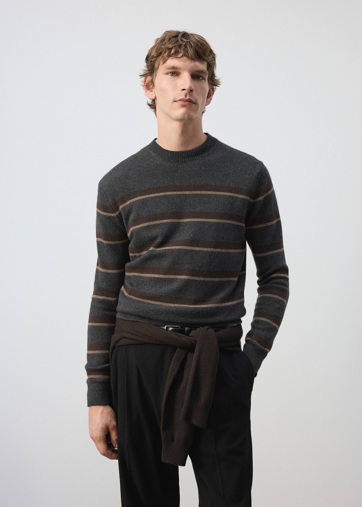망고 울 캐시미어 혼방 니트 스웨터 37027909_96 GRIS OSCURO VIGORE