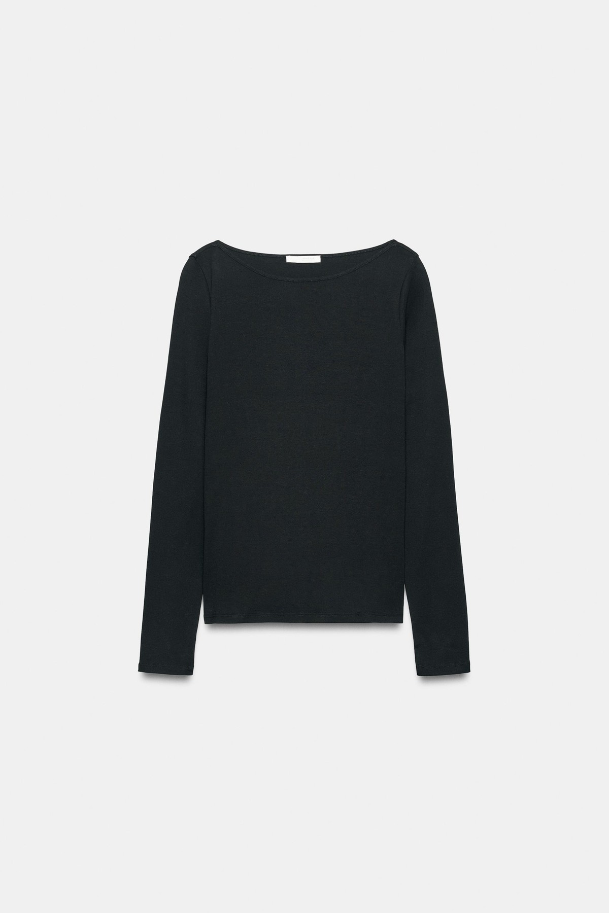 자라 보트넥 레귤러핏 긴팔 티셔츠 4424/640/800 BLACK