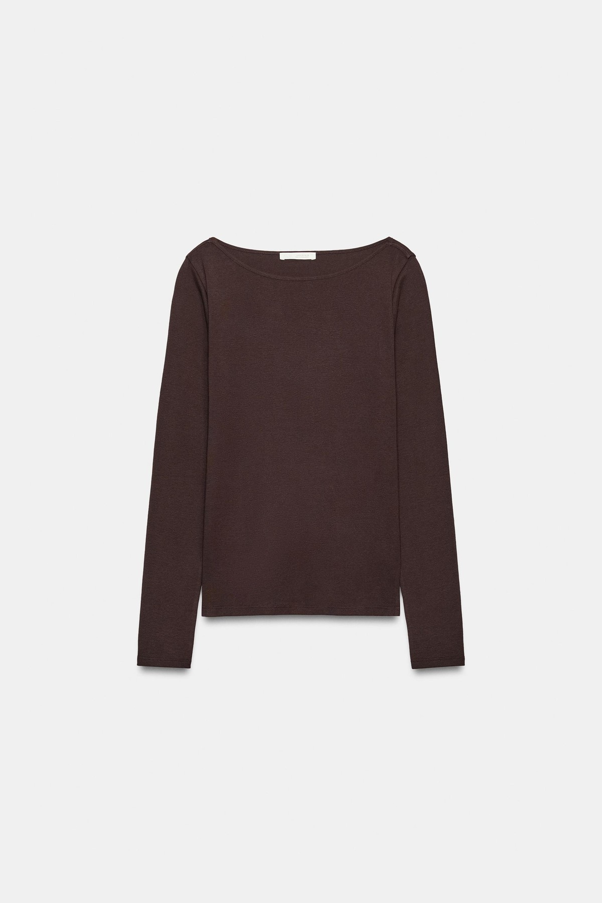 자라 보트넥 레귤러핏 긴팔 티셔츠 4424/640/700 BROWN