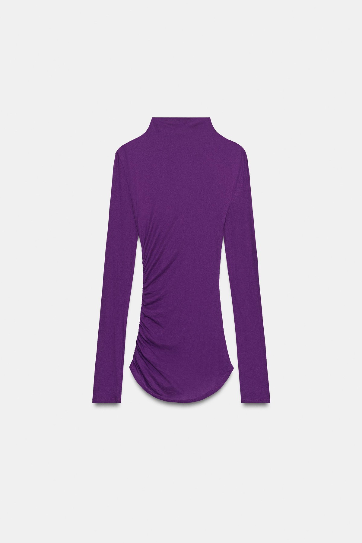 자라 슬림핏 하이넥 셔링 긴팔 탑 3641/706/611 PURPLE