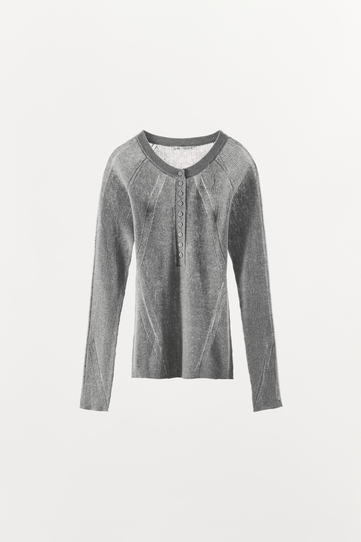 자라 골지 니트 라운드넥 긴팔 티셔츠 8779/728/803 GREY MARL