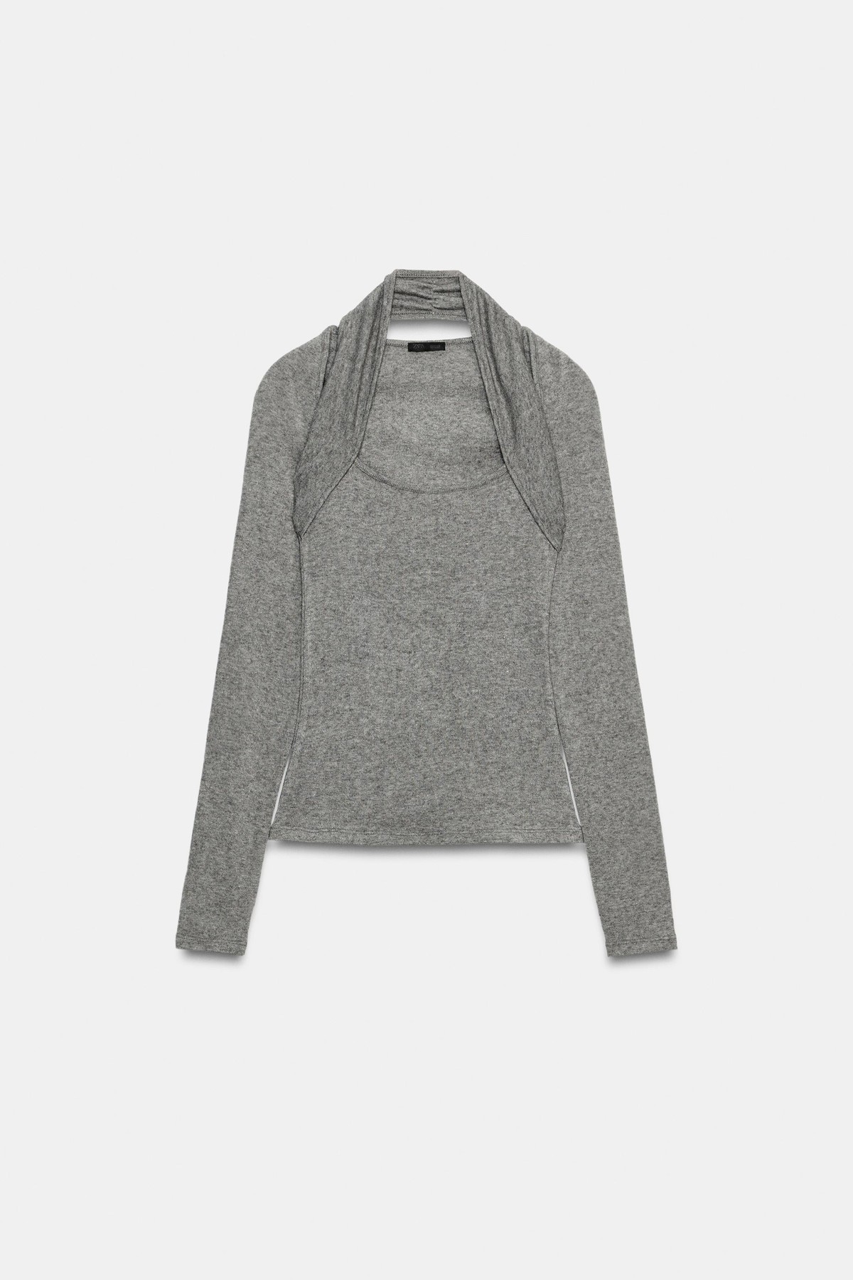 자라 더블 이펙트 홀터넥 긴팔 탑 5063/845/803 GREY MARL