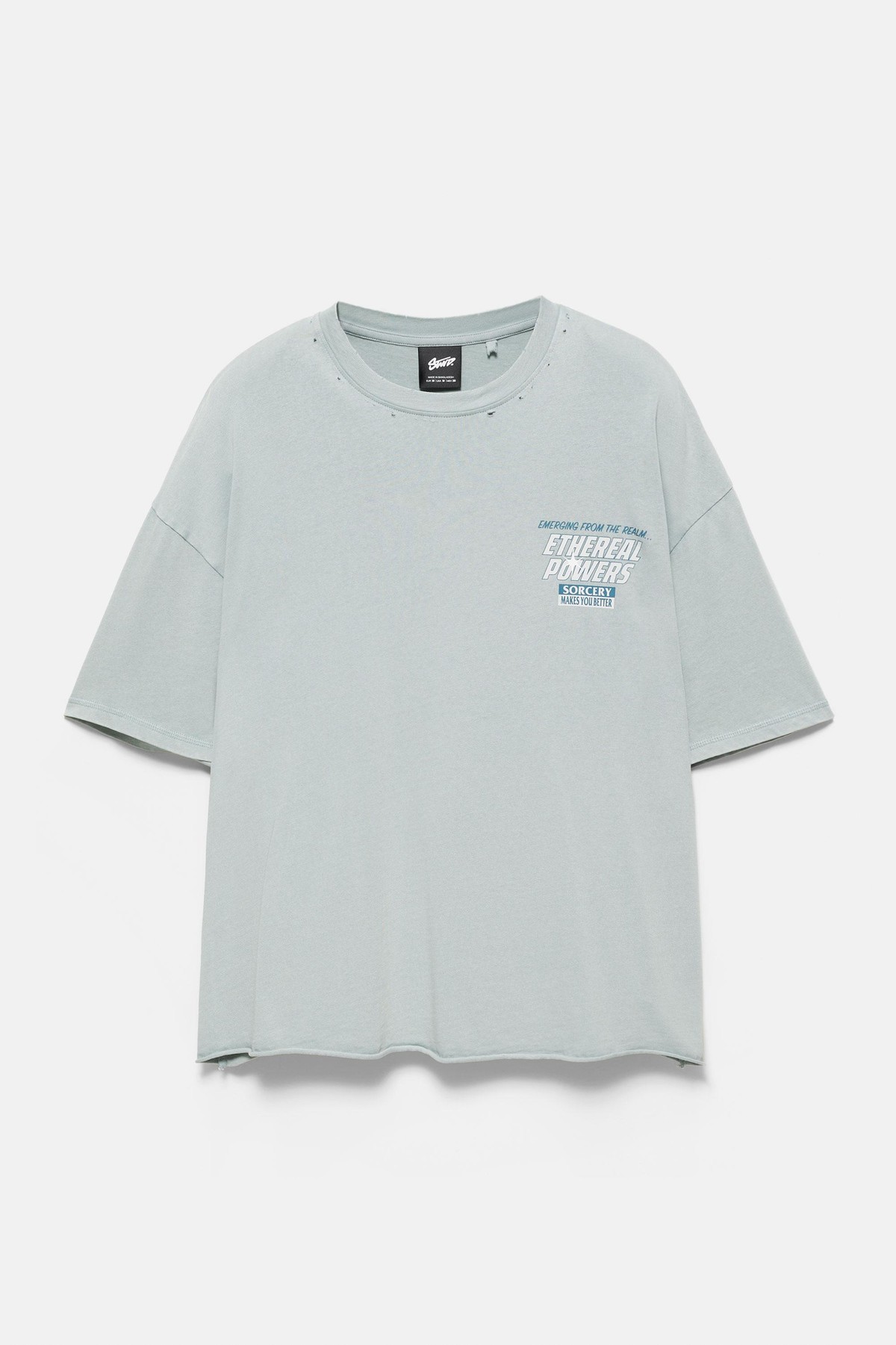 풀앤베어 그래픽 라운드넥 박시 반팔 티셔츠 7230/598 PASTEL BLUE