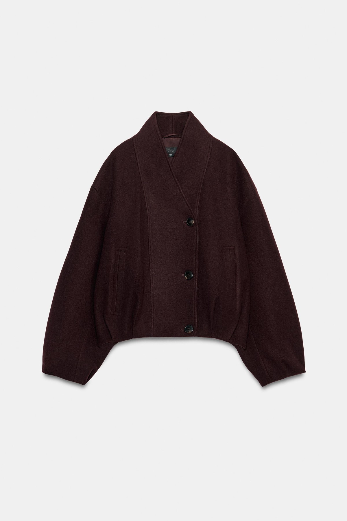 자라 하이칼라 소프트 크롭 자켓 3046/391/681 BURGUNDY