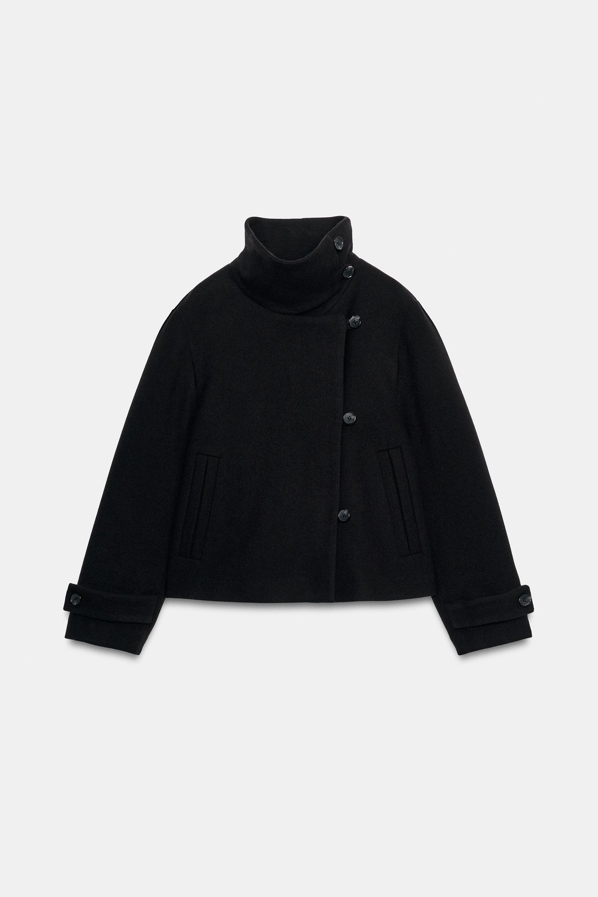 자라 더블브레스트 하이넥 자켓 6318/329/800 BLACK