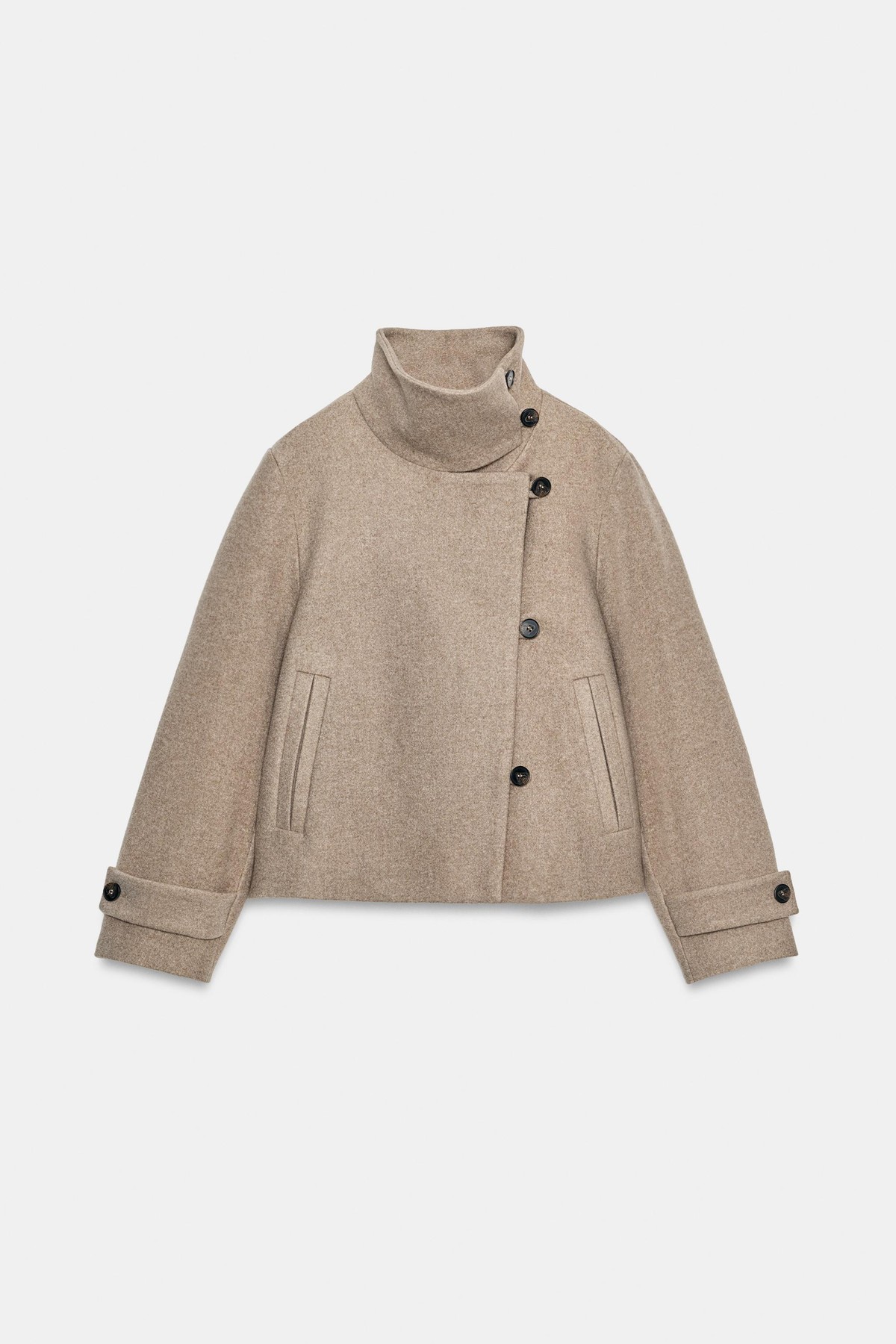 자라 더블브레스트 하이넥 자켓 6318/329/704 CAMEL