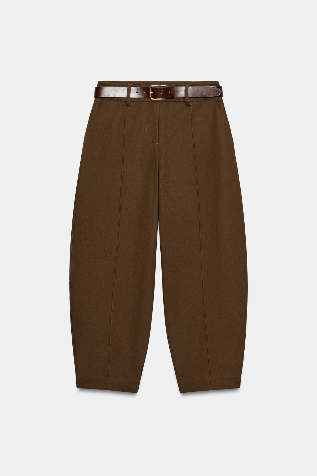 자라 벌룬 벨트 코튼 팬츠 4387/174/700 BROWN