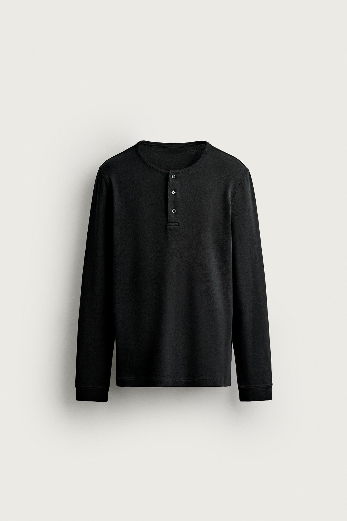 자라 헨리넥 레귤러핏 긴팔 티셔츠 4161/305/800 BLACK