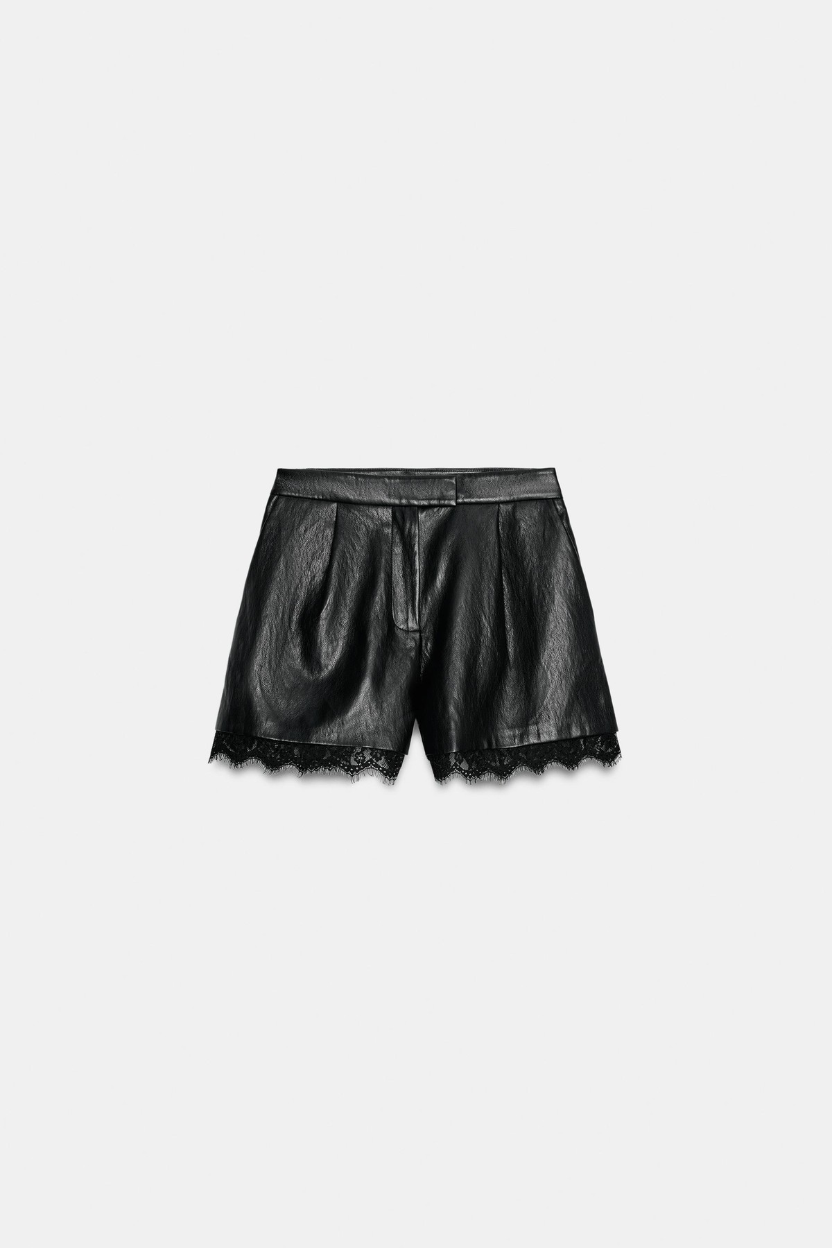 자라 가죽 이펙트 레이스 헴 반바지 4387/238/800 BLACK