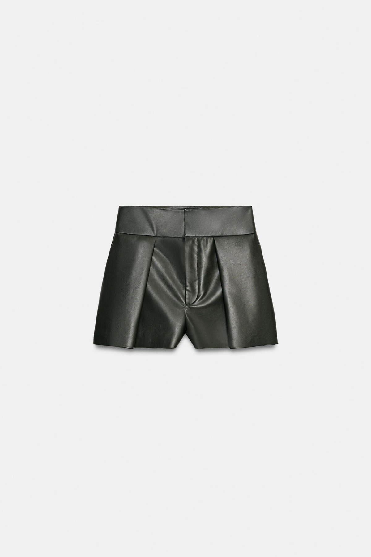 자라 플리츠 레더 이펙트 반바지 1255/585/529 DARK GREEN
