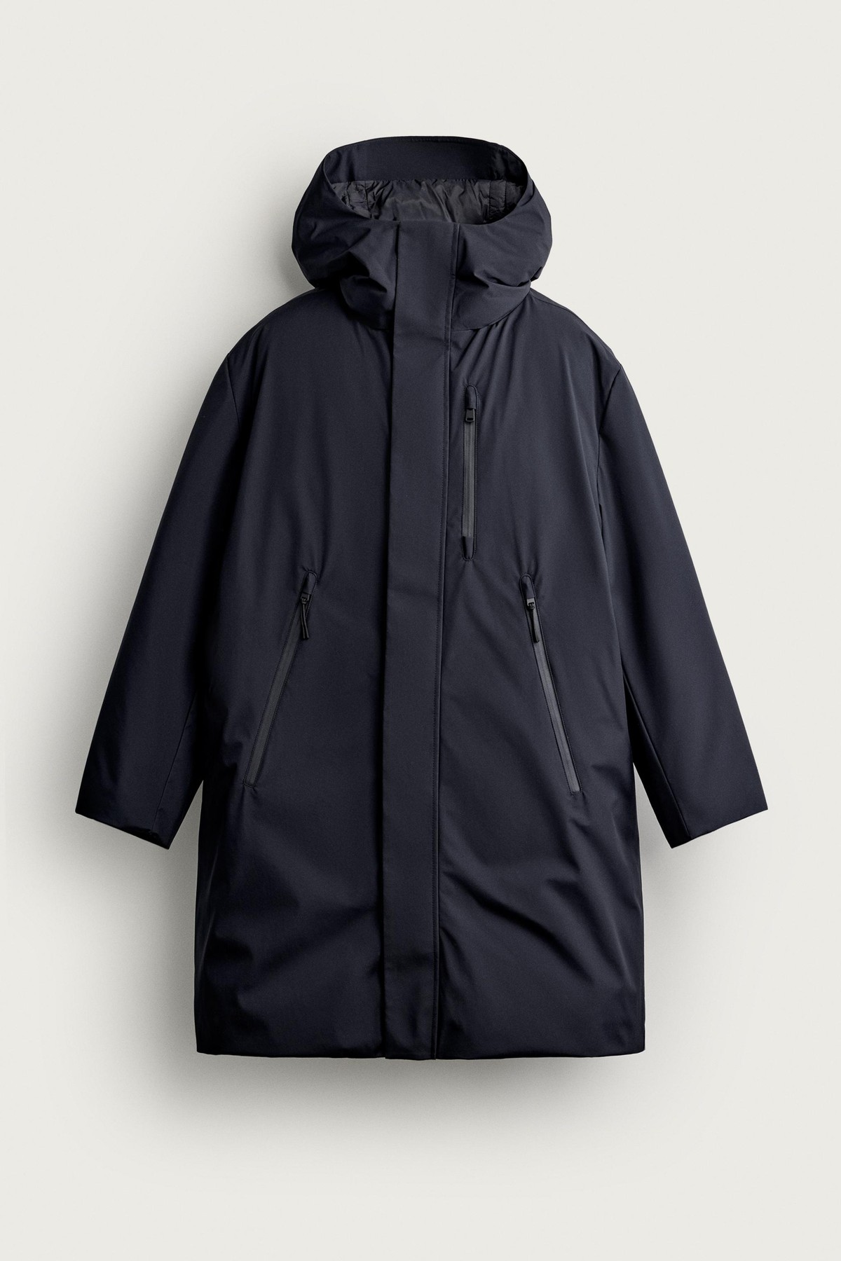 자라 발수 테크니컬 후드 패딩 파카 8281/021/401 NAVY BLUE