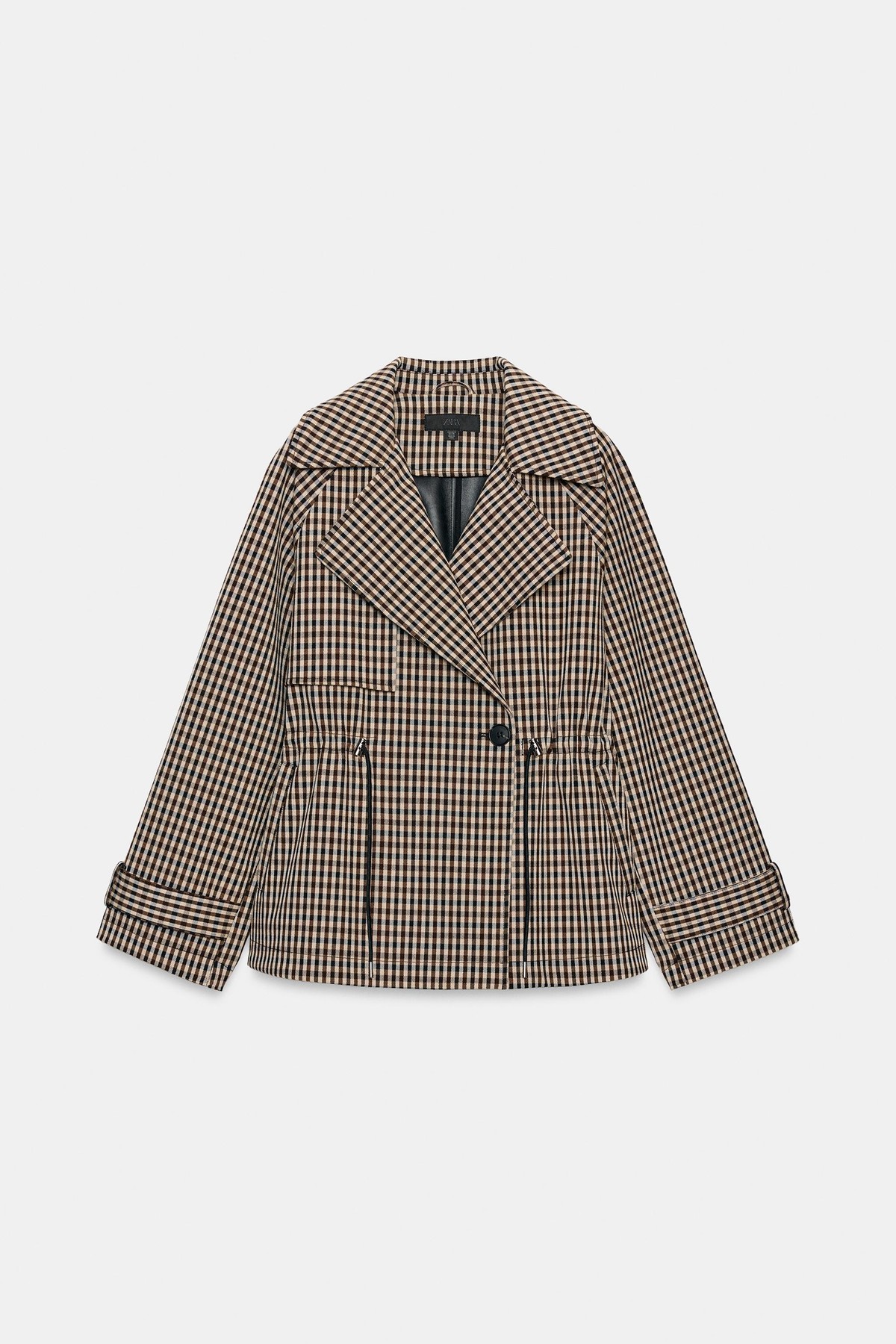 자라 체크 더블브레스트 트렌치 코트 6318/292/710 BEIGE