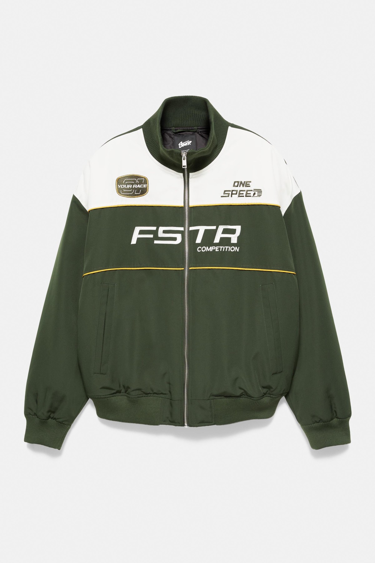 풀앤베어 레이싱 그래픽 패딩 자켓 7721/535 GREEN MARL