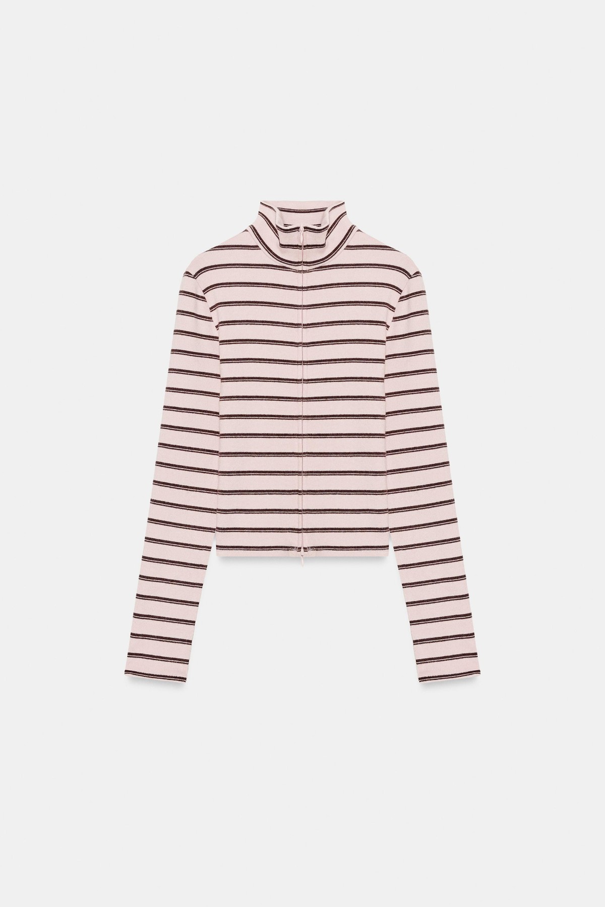 자라 스트라이프 하이넥 집업 자켓 5063/822/621 PASTEL PINK