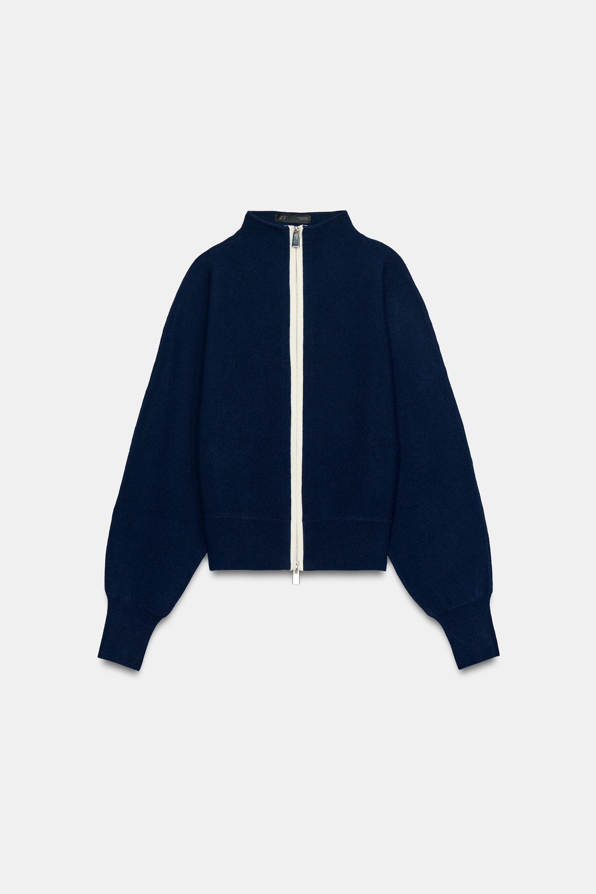 자라 하이넥 집업 니트 가디건 2142/171/043 NAVY / WHITE