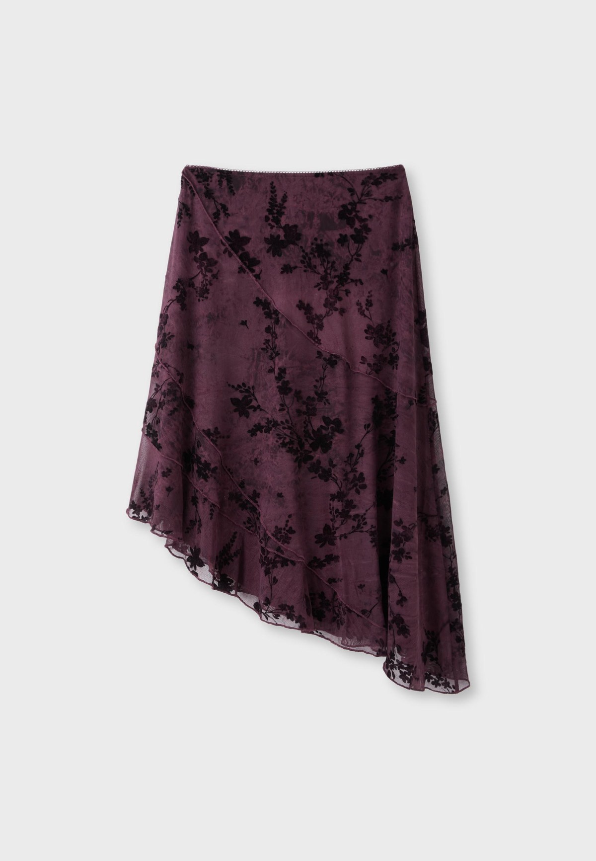 스트라디바리우스 플록 튤 비대칭 미디 스커트 4692/150/650 PURPLE